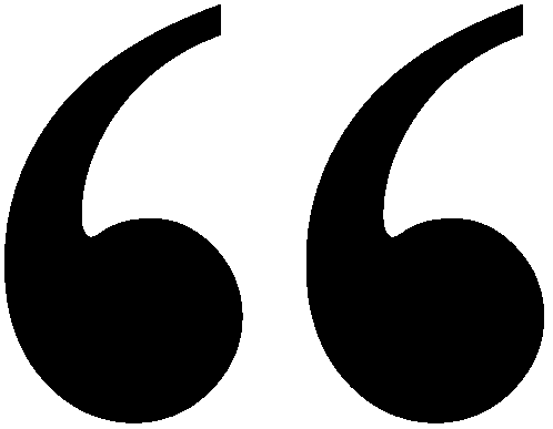 Large black opening quotation mark on a transparent background.