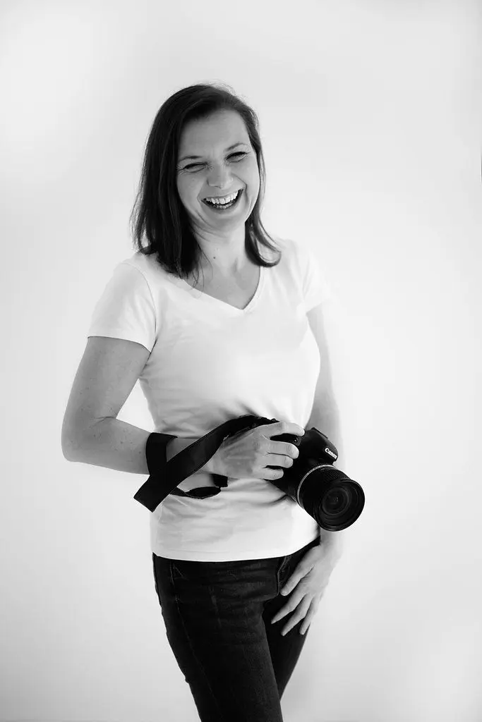 black and white portrait of Valentina, newborn and maternity photographer in London