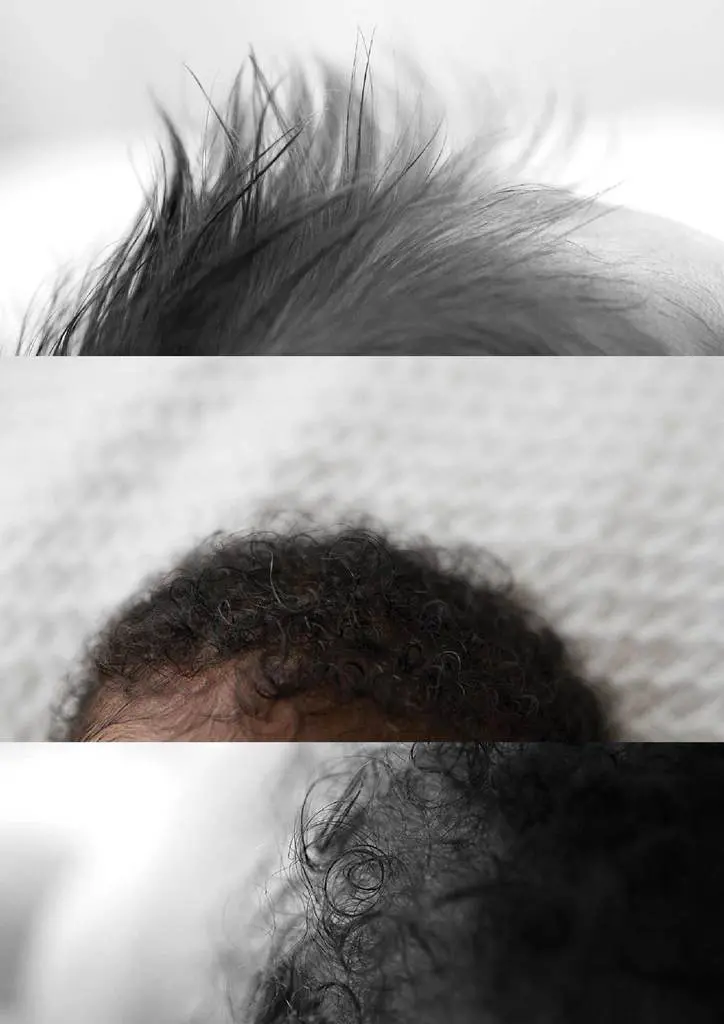 collage of macro photos of baby's hair