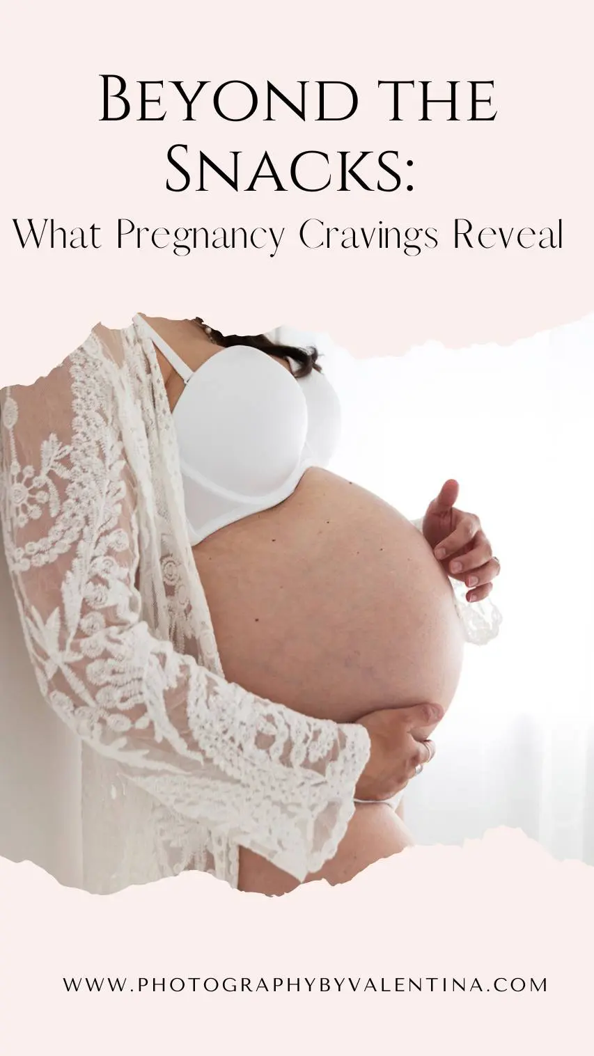 pregnancy cravings blog graphic: close up of pregnant belly