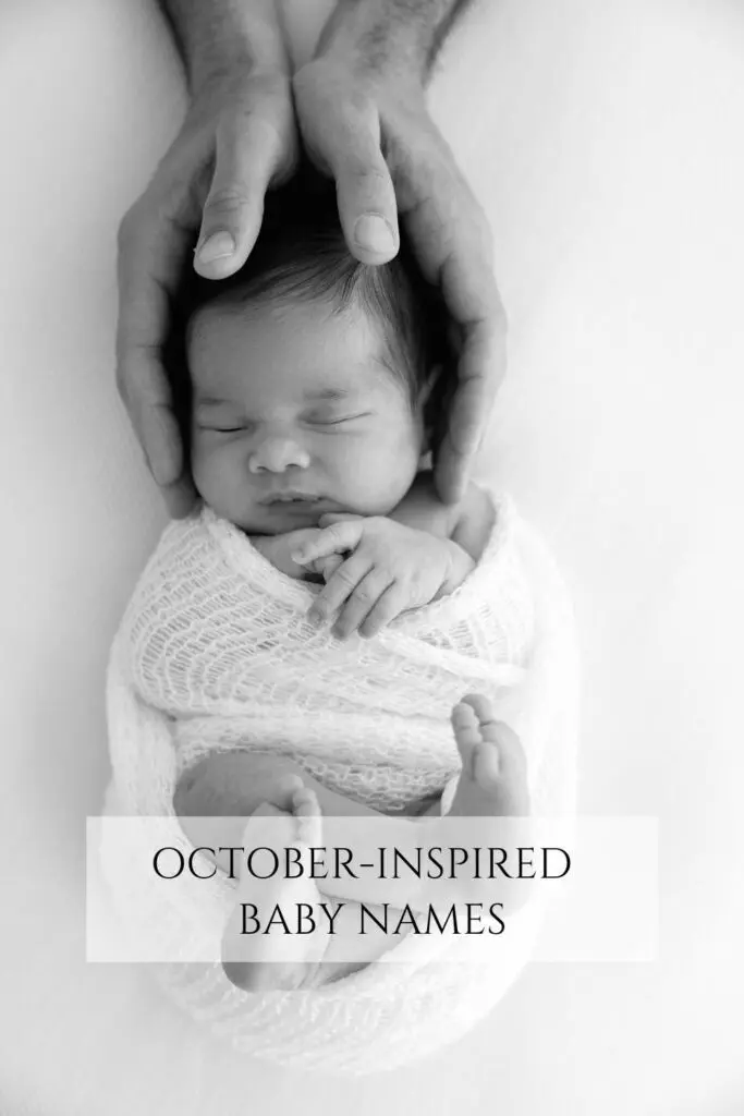 Blog graphic for October-inspired Baby names. Newborn photography in Richmond by Valentina 