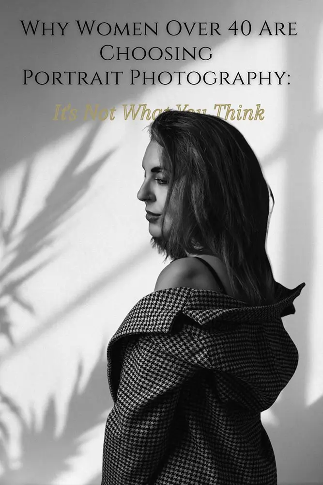 Portrait photography for women over 40 showing confident woman in profile with natural light and shadows, representing self-discovery and empowerment