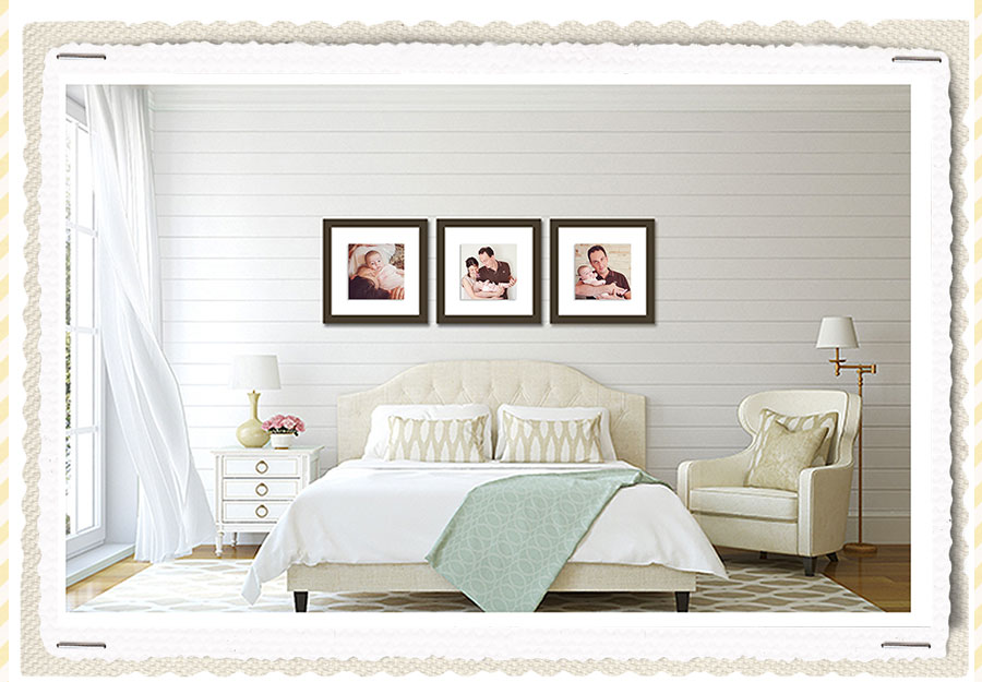 Bedroom with wall art display. Images used for 5 minutes with Valentina