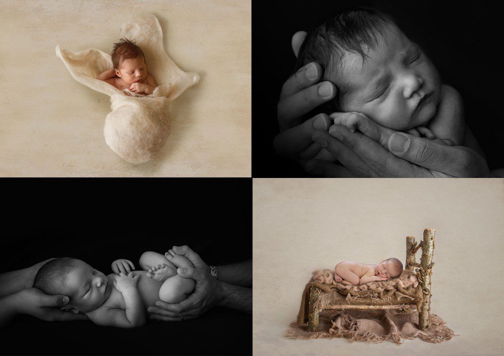 banpas newborn photographer London- collage of newborn photos 