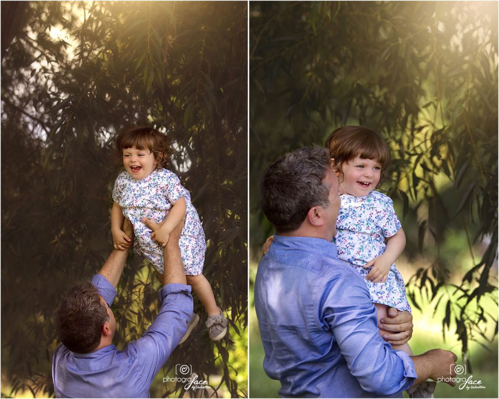 Dad lifting and having fun with her daughter - family photography