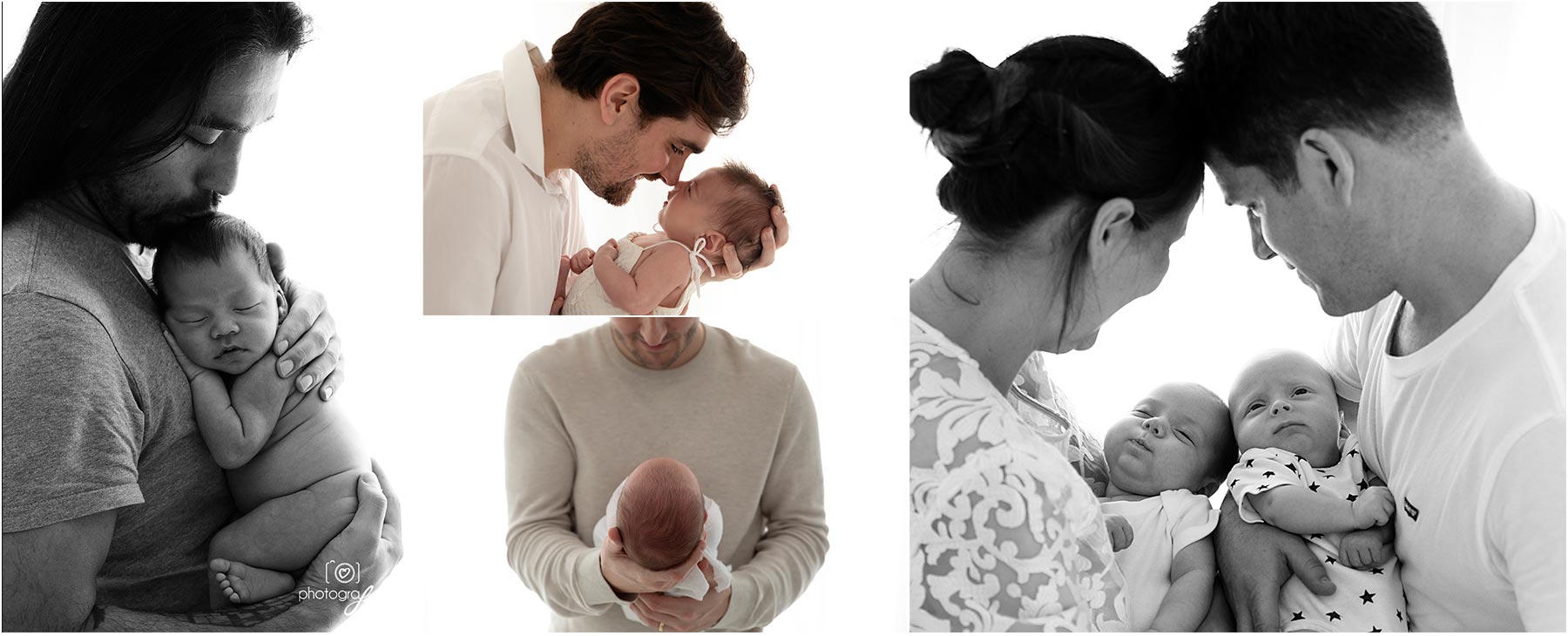 Collage of newborn and parents photos