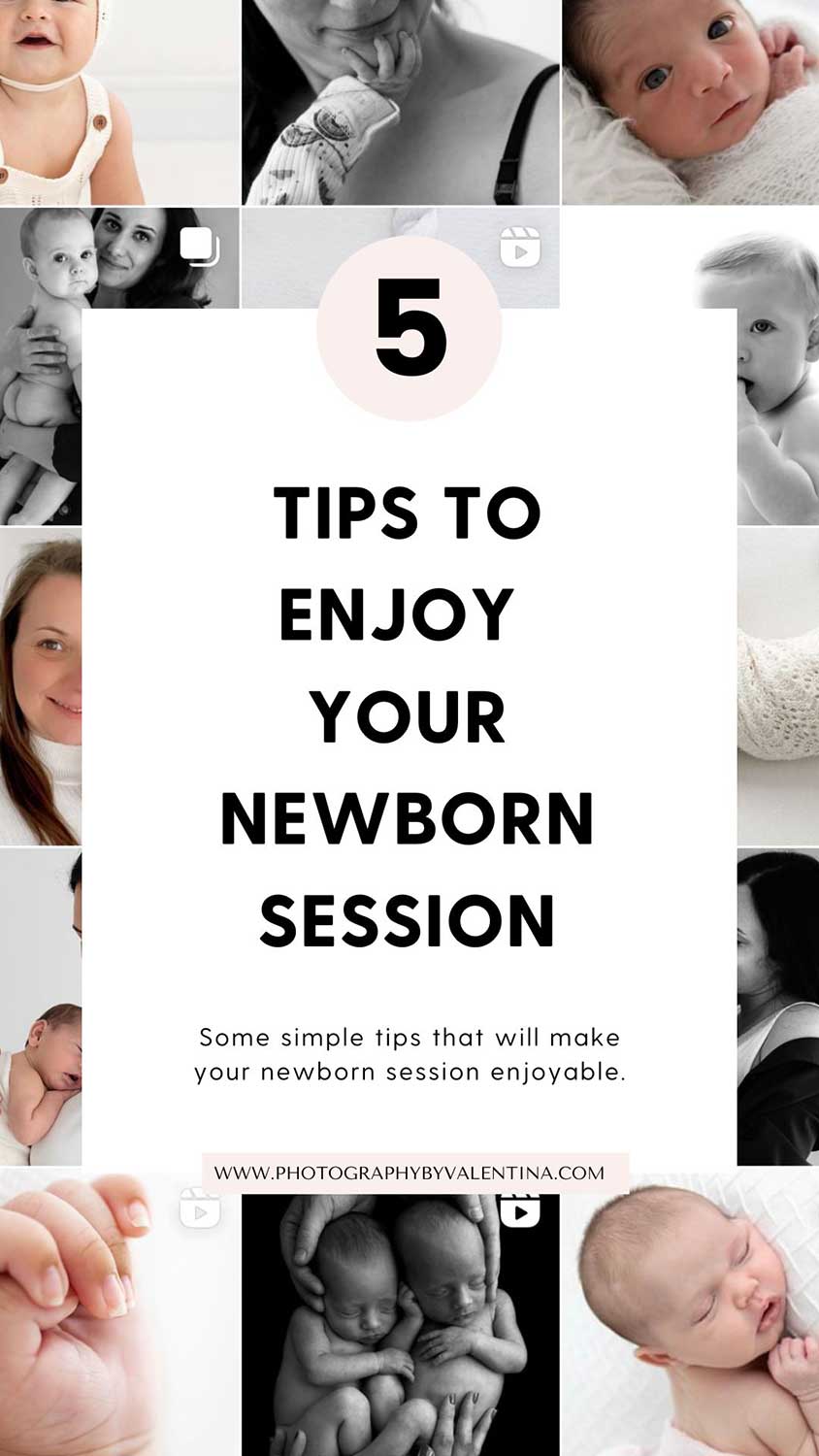 graphic for 5 tips to enjoy your newborn session