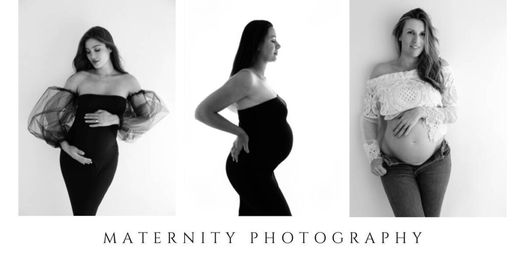 3 maternity portrait in black and white taken during a maternity photo shoot in London