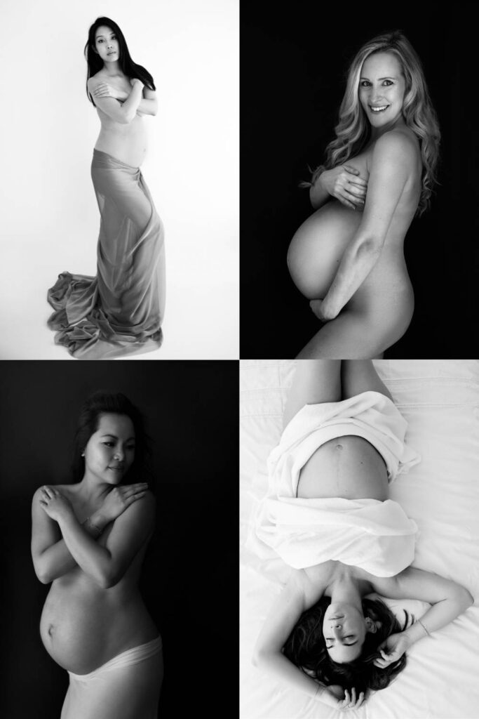 collage of maternity portraits