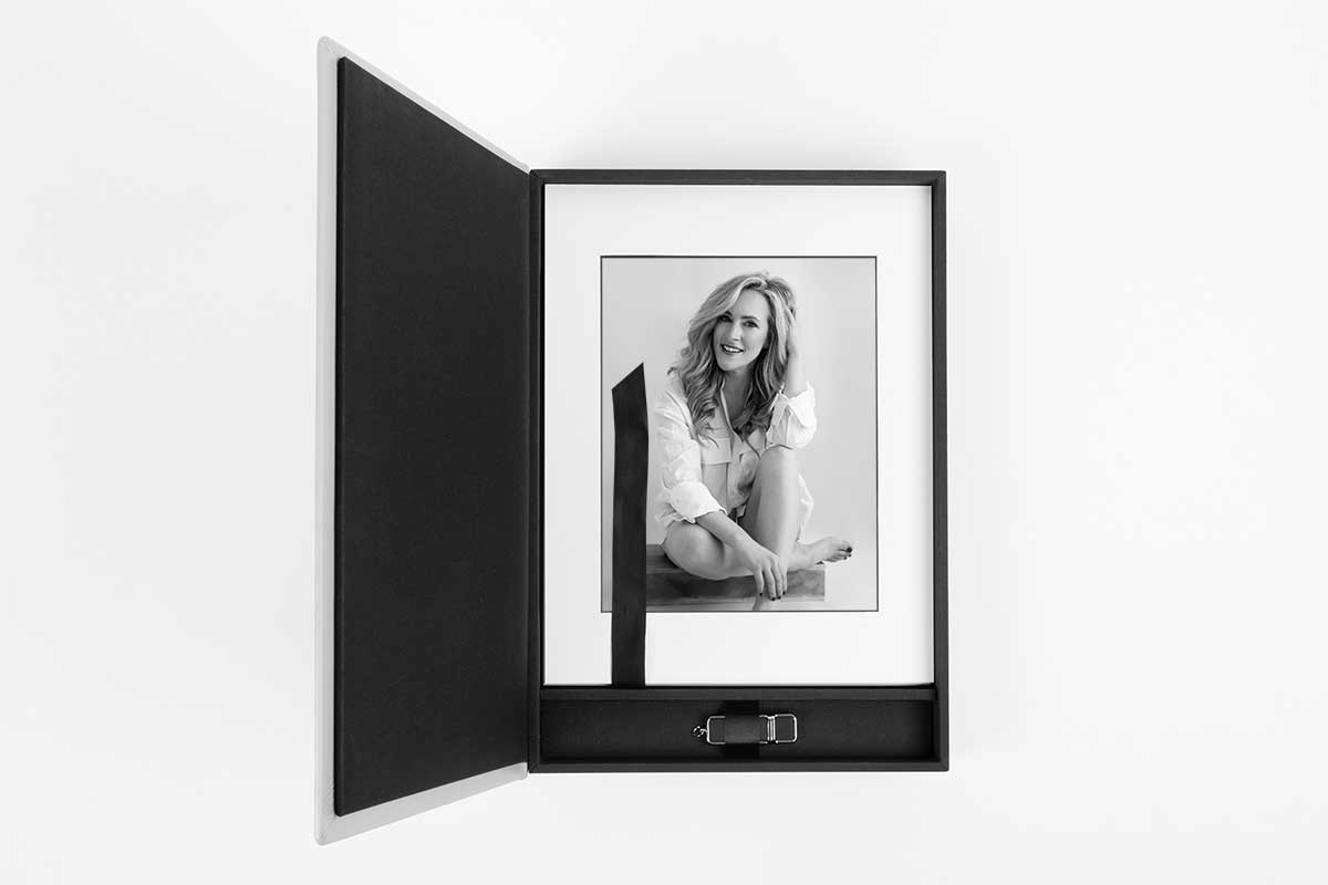 personalised box with matted portrait prints