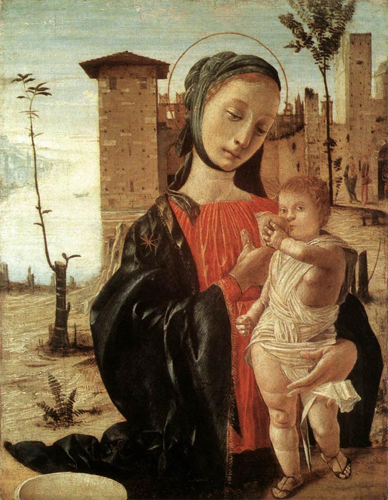 Madonna del Latte by Bramantino showing Virgin Mary nursing baby Jesus from 1490