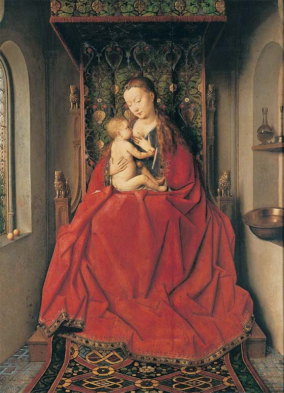 Lucca Madonna painting by Jan van Eyck depicting Mary breastfeeding Jesus from 1437 - breastfeeding in art history
